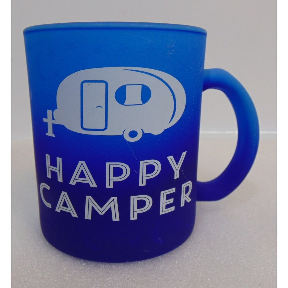 Cape Shore Coffee Mug Glass Happy Camper Place Stars and Moons Inside Rare Maine